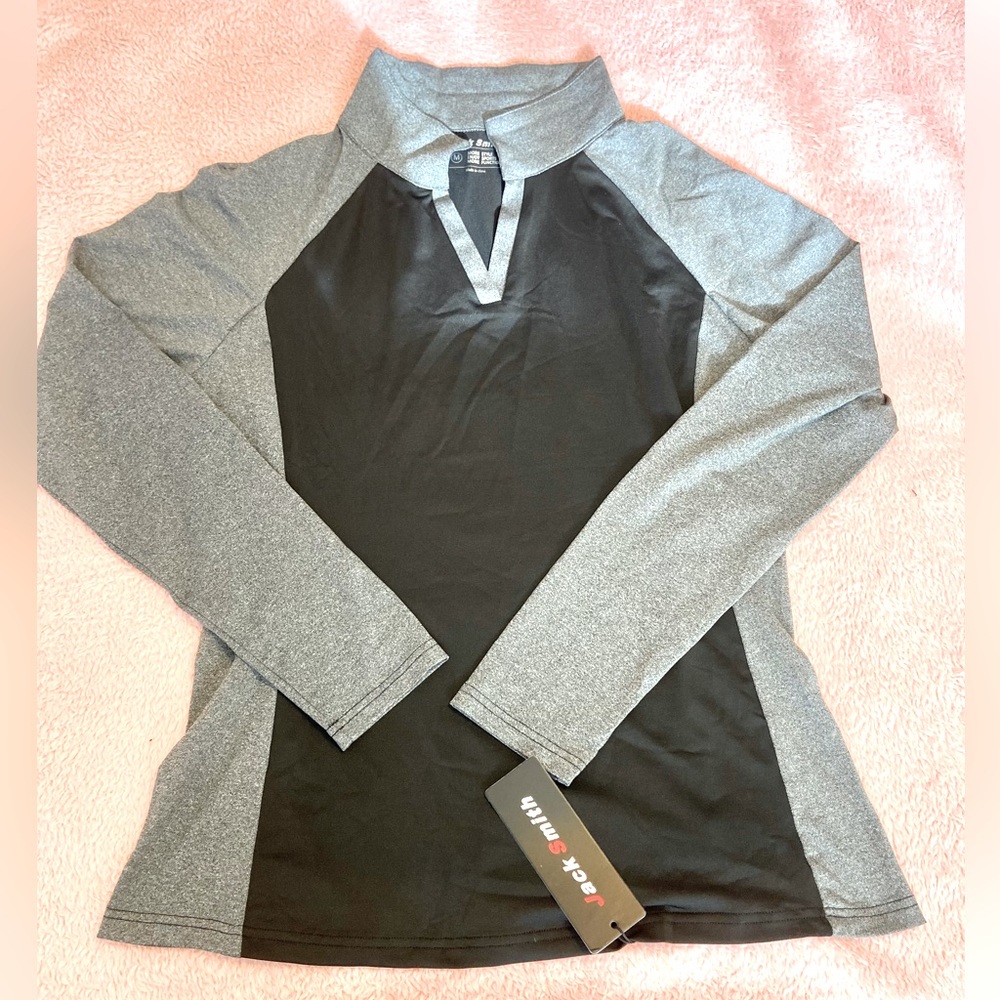 Jack Smith golf/sport shirt. grey/black. sz Large
